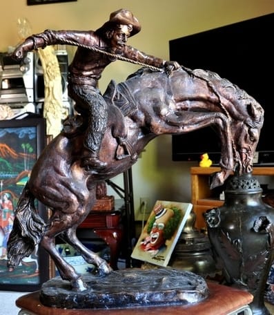 Bronze sculpture The Bronco Buster after Frederic Remington