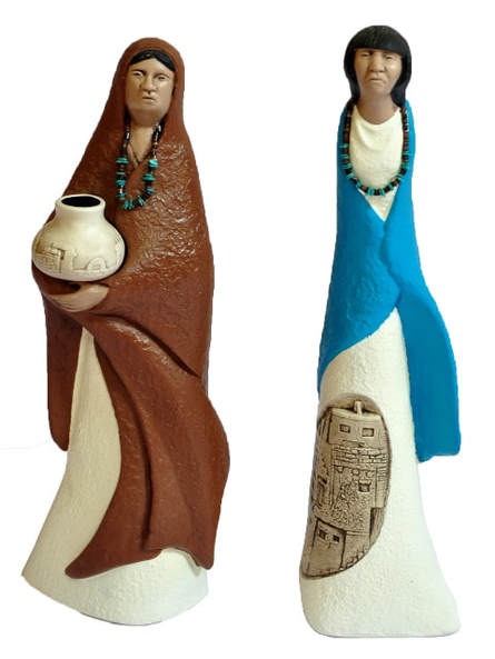 Ceramic figurines of a Zuni couple by Vernon and Desiree Calavaza