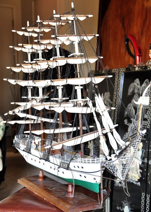 Wooden model ship