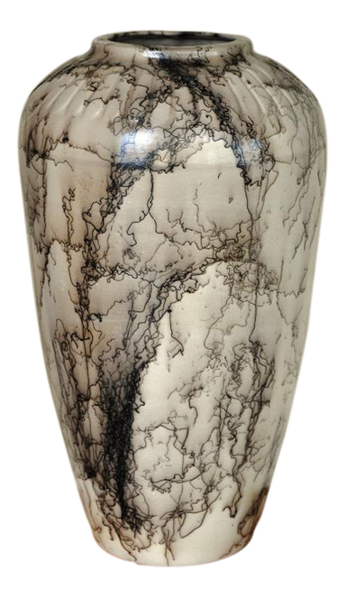 Large Navajo horsehair ceramic vase by Bernie