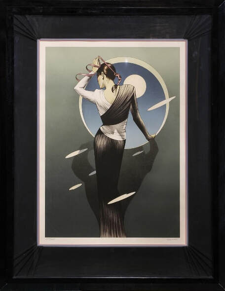 Art Deco Revival style George Stavrinos limited edition lithograph Moonfall