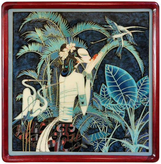 Reproduction of Ting Shao Kuang's Paradise as a Chinese enamel painting