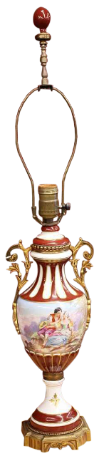 Hand painted Sèvres porcelain urn form table lamp